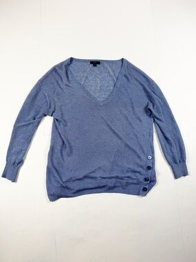 J.Crew V Neck Long Sleeve Purple Linen Shirt Small